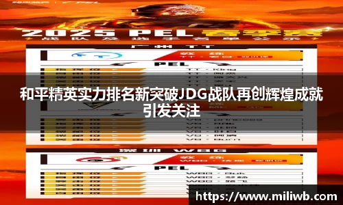 和平精英实力排名新突破JDG战队再创辉煌成就引发关注